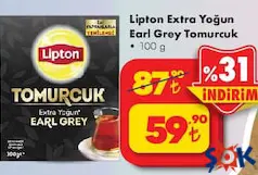 LİPTON EXTRA YOĞUN EARLY GREY TOMURCUK 100 G fiyat ve kampanya bilgisi